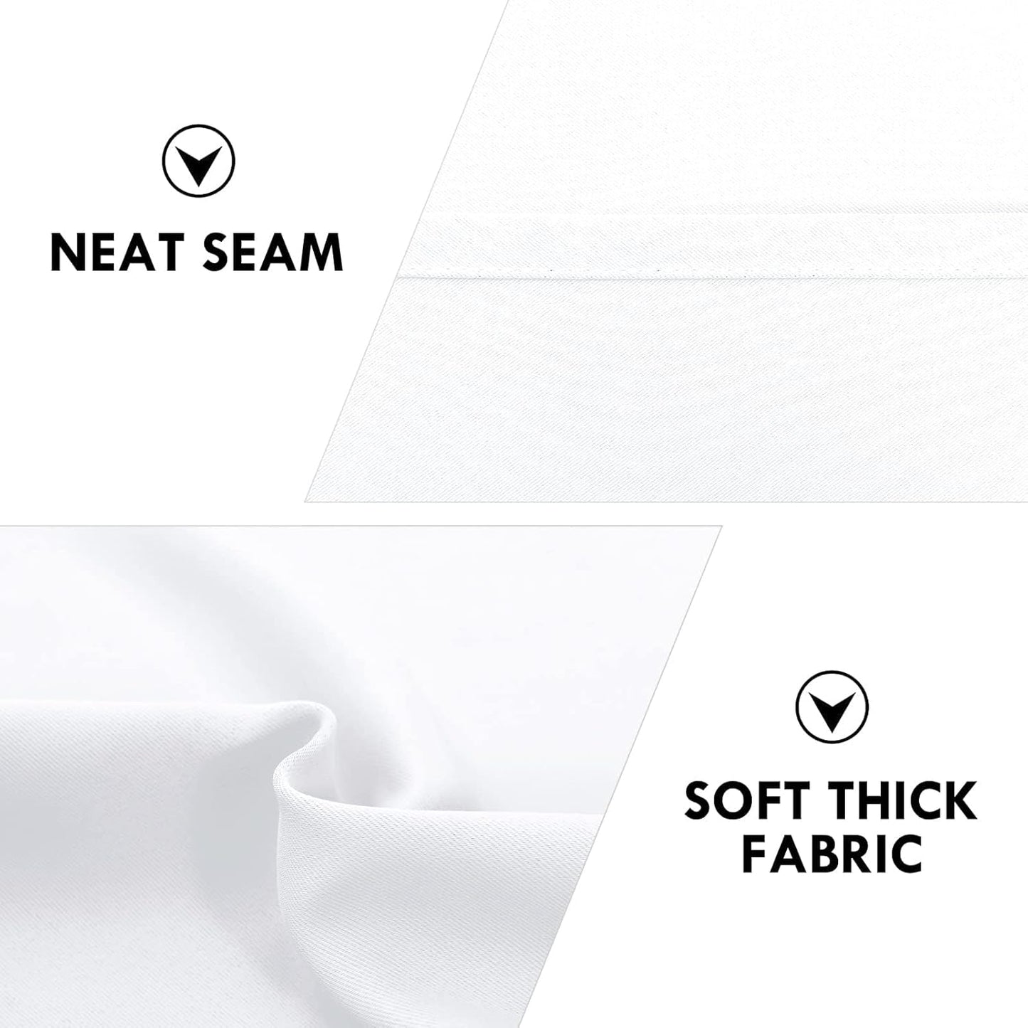 DWCN White Curtains for Living Room Thermal Insulated, 50% Light Blocking Curtains for Bedroom, Dining Room Window, W 52x L 54 Inch, Set of 2 Rod Pocket Curtain Panels