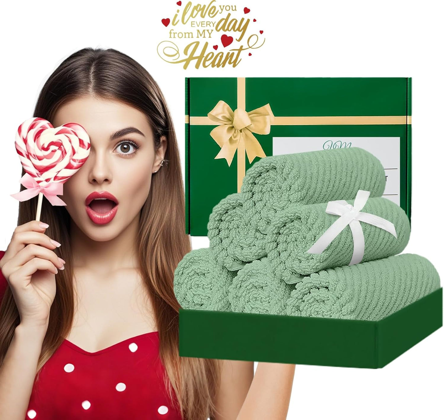 VOOVA & MOVAS Face Towels, 6PC 13"x13" - 100% Cotton | Quick Dry | Thick | Soft | Light Weight | Absorbent, Luxury Face Towels for Bathroom & Showering, Bathroom Decor, Mint Green