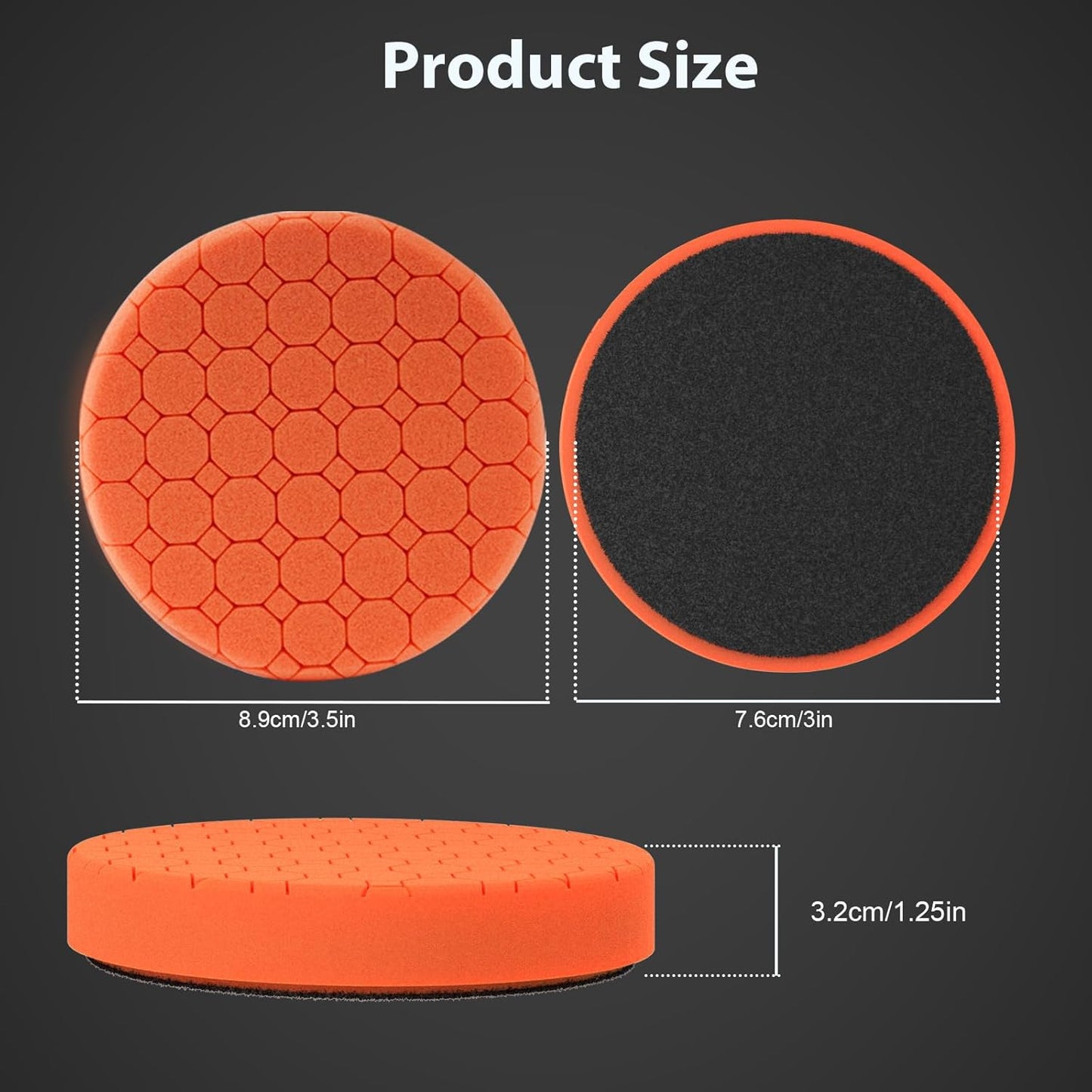 Buffing Polishing Pads, 5Pack 3.5 Inch Face for 3 Inch Backing Plate Compound Buffing Sponge Pads Cutting Polishing Pad Kit for Car Buffer Polisher, Polishing and Waxing