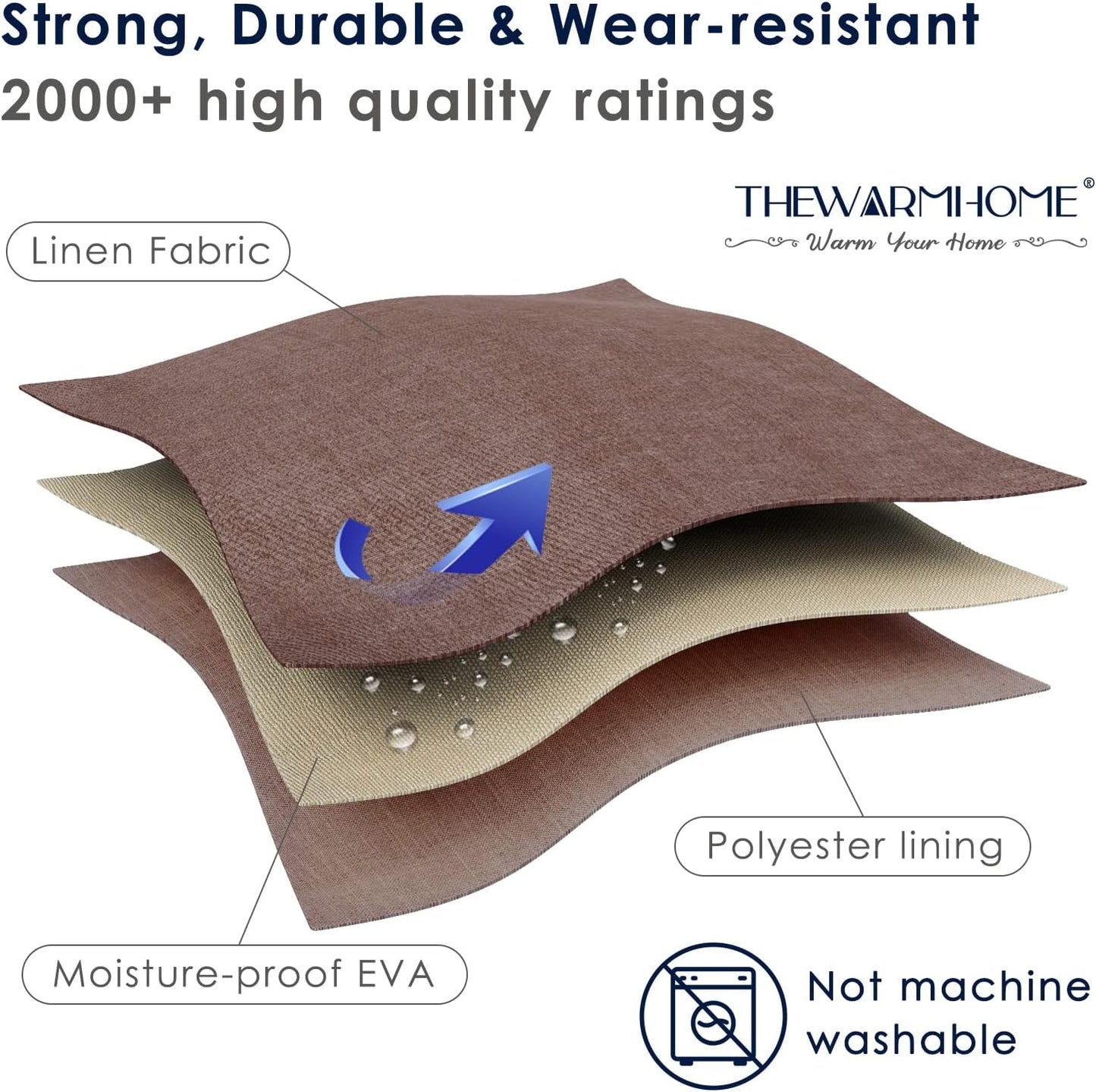 TheWarmHome Decorative Basket Rectangular Fabric Storage Bin Organizer Basket with Handles for Clothes Storage (Brown, Large-1Pack,15L*10.5W*8H)