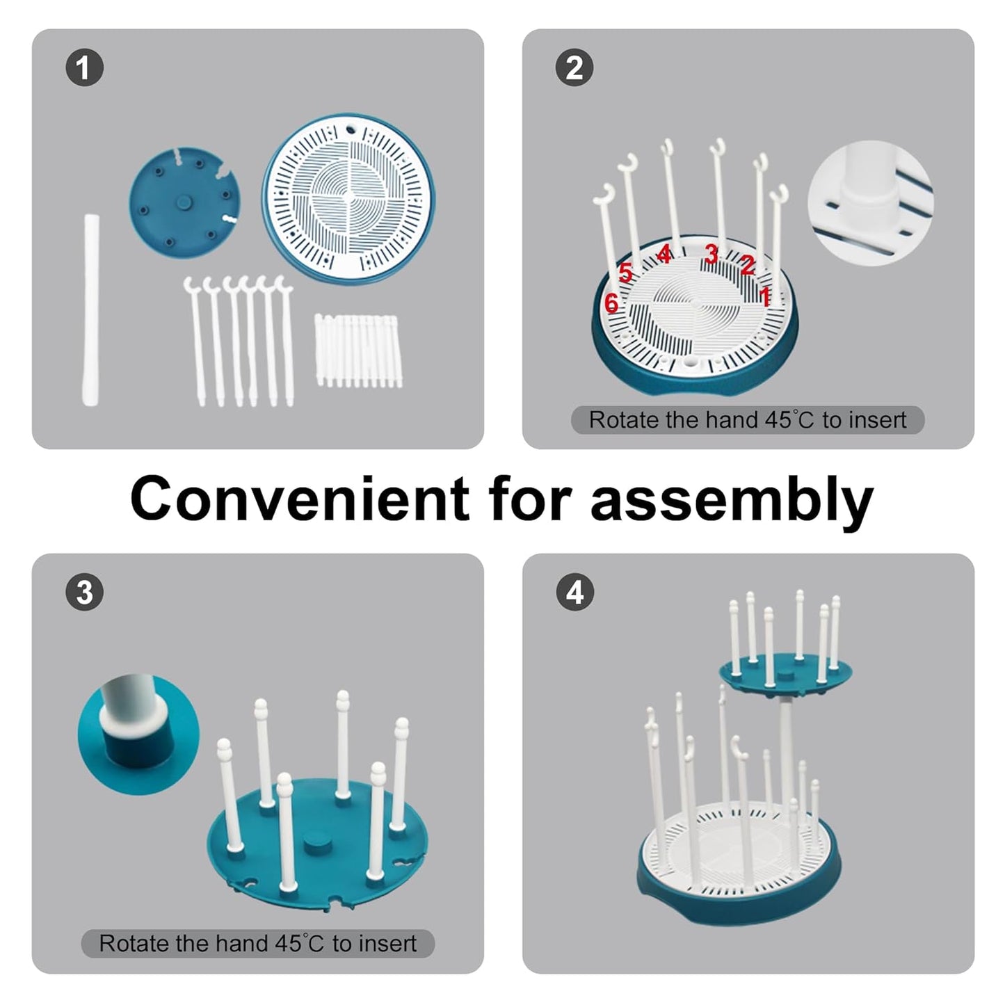 Baby Bottle Drying Rack,Double-Layer Bottle Drying Rack,Hold Up to 16 Baby Bottles,Suitable for Indoor, Kitchen, Living Room（Quiet Blue）