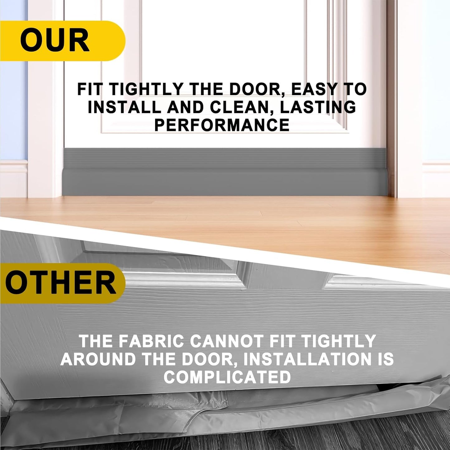 Door Draft Stopper,Door Sweep for Bottom,Weather Stripping Doors Seal Draft Guard Blocker Noise Cold Air Insulation Soundproofing for Exterior Interior Home Improvement(Grey, 39")