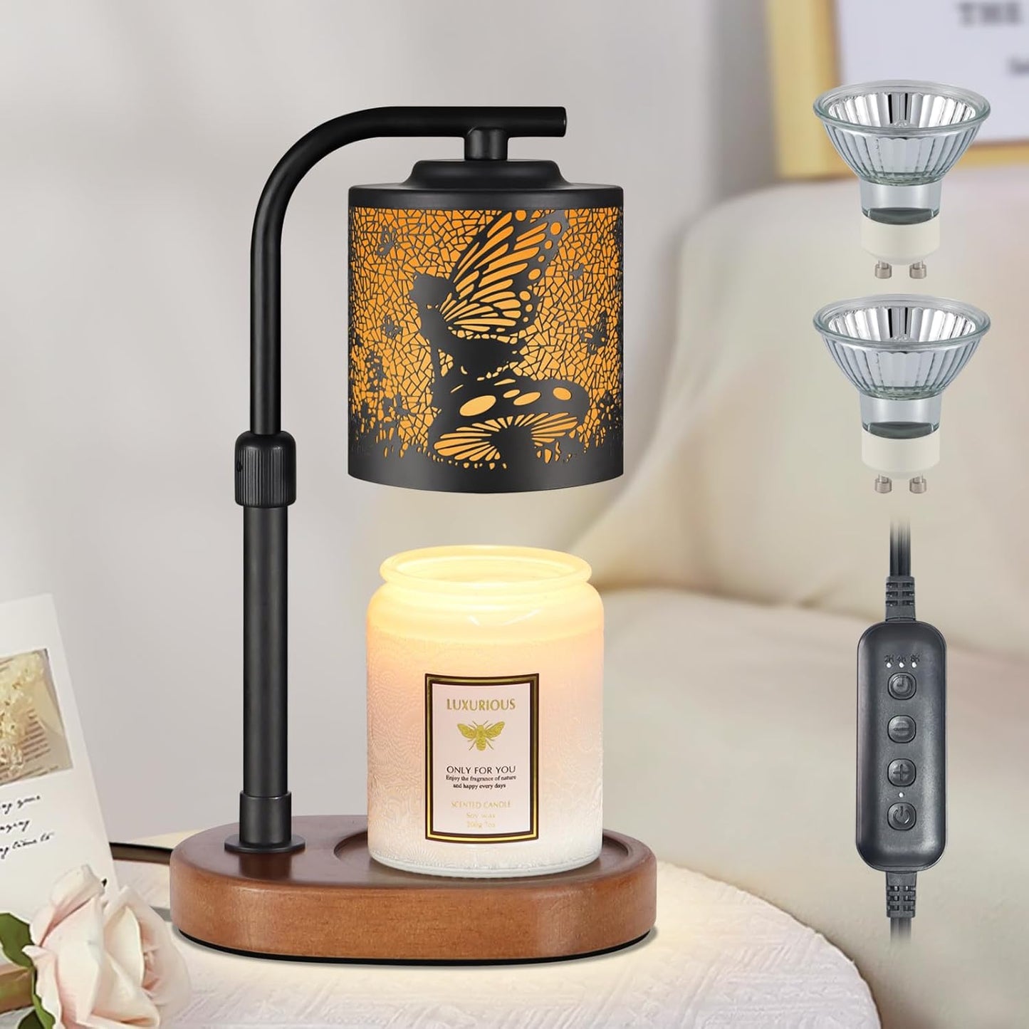 Candle Warmer Lamp with Timer,Birthday Gifts for Women Mom,Adjustable Height for Scented Jar Candles,Electric Candle Lamp Warmer for Home Decor(Flower Fairy)