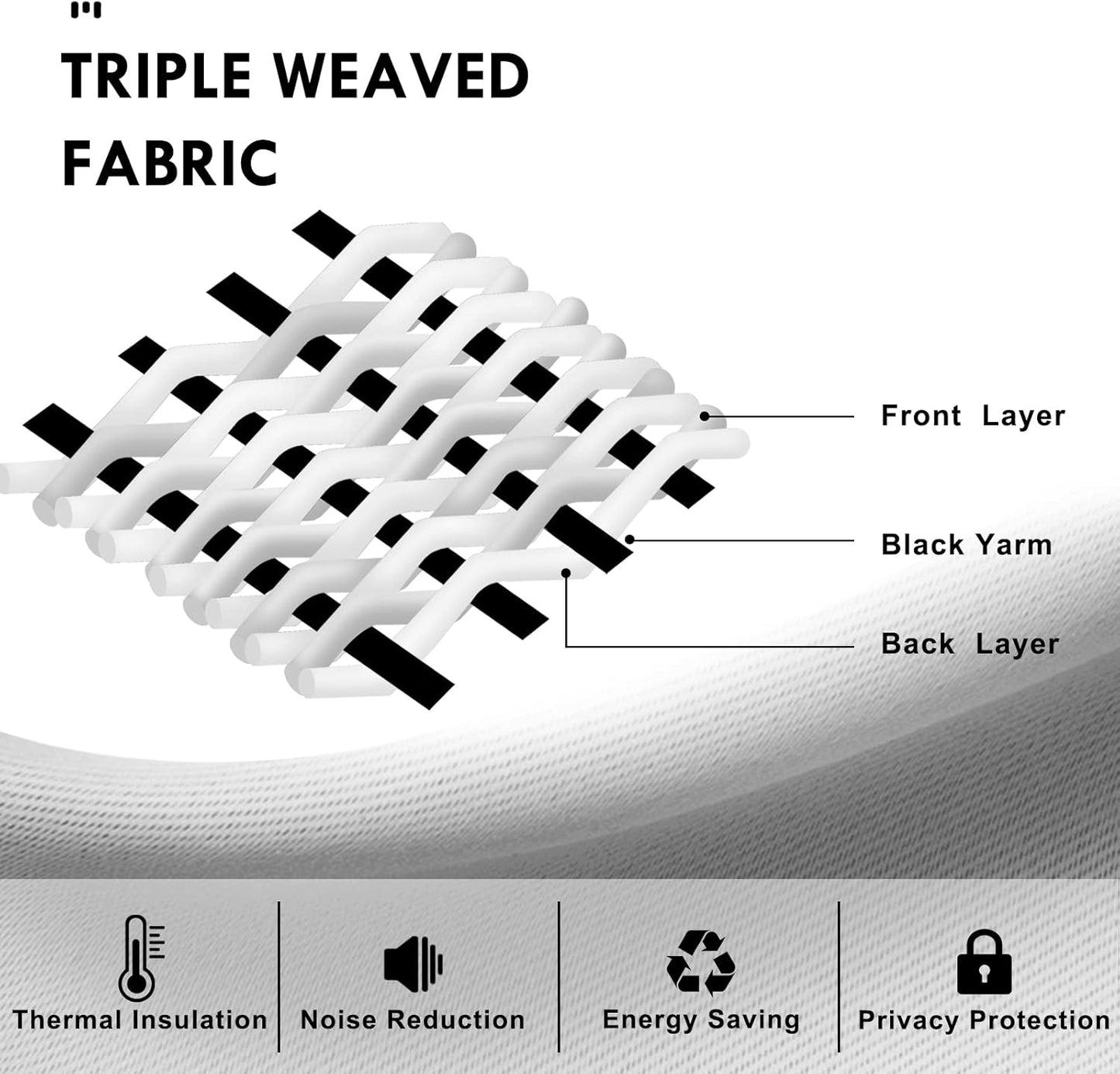 DWCN Blackout Curtains for Bedroom - Thermal Insulated Privacy Energy Saving Rod Pocket Drapes for Living Room, W 38 x L 63 Inch, Greyish White, Set of 2