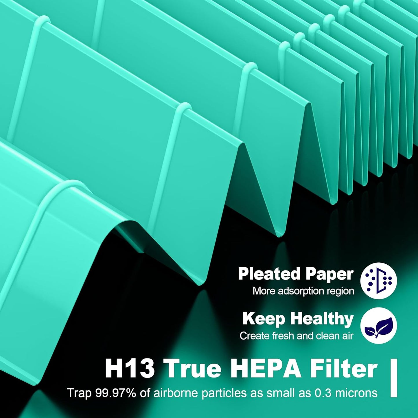 MK01 & MK06 True HEPA Filter Replacement Compatible with Aroeve MK01, MK06, ToLife TZ-K1 and Kloudi DH-JH01 Air Purifier, Pet Dander Version, Green, 2 Pack