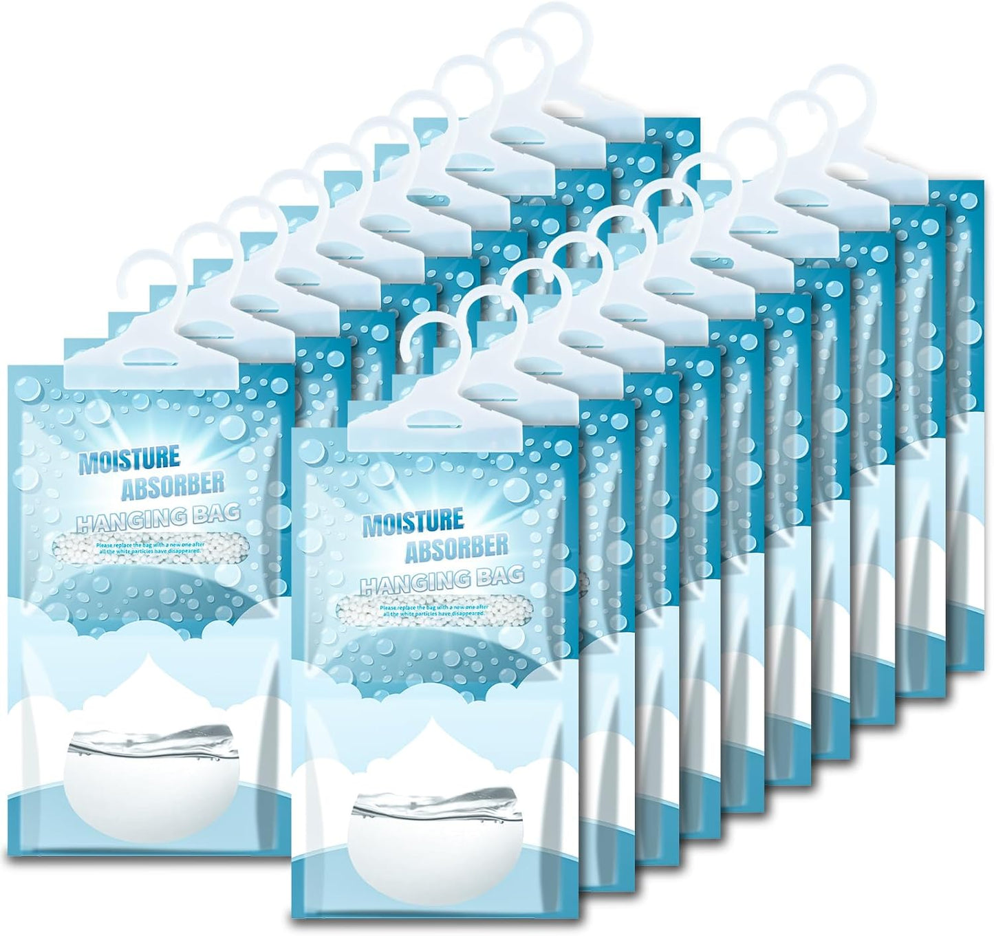 20 Pack Hanging Moisture Absorbers - Fagrance Free Dehumidifier Bags, 8.11 OZ/Pack, Removes Moisture & Odors, Humidity Absorber Packs for Closet Bedroom Kitchen