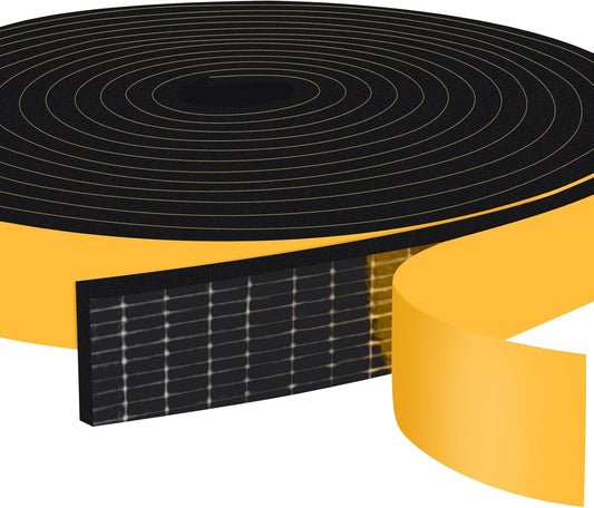 Weather Stripping Self Adhesive 1 in x 1/4 in, Weatherproof Foam Insulation Tapes Soundproof, High Density Seal Strips for Door Window, Easy Cut to Size, 2 Rolls Total 33Ft