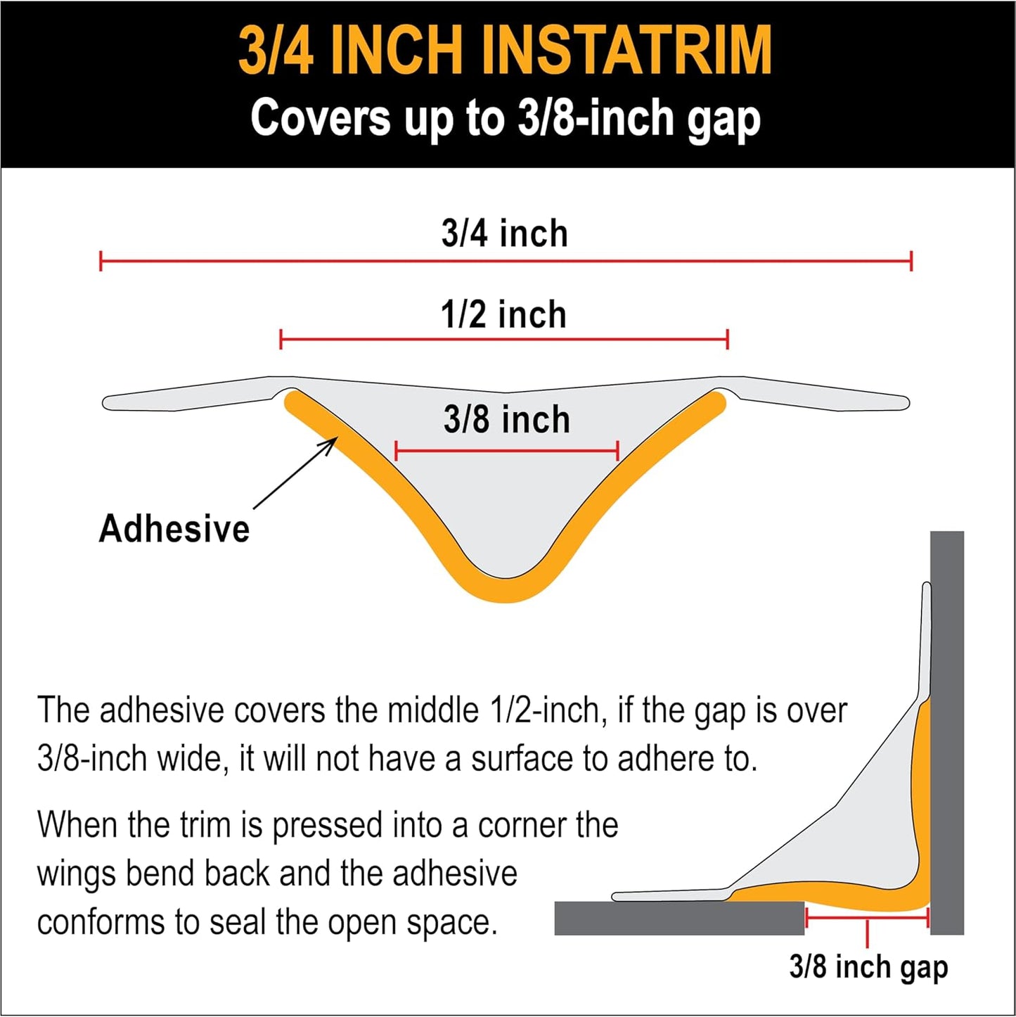 InstaTrim Bronze New & Improved Caulk Trim, 3/4" by 10 ft, Flexible, Water-Resistant for Bathroom, Floors, and Walls | Easy Installation | No Mess, Stain Resistant, Made in The USA