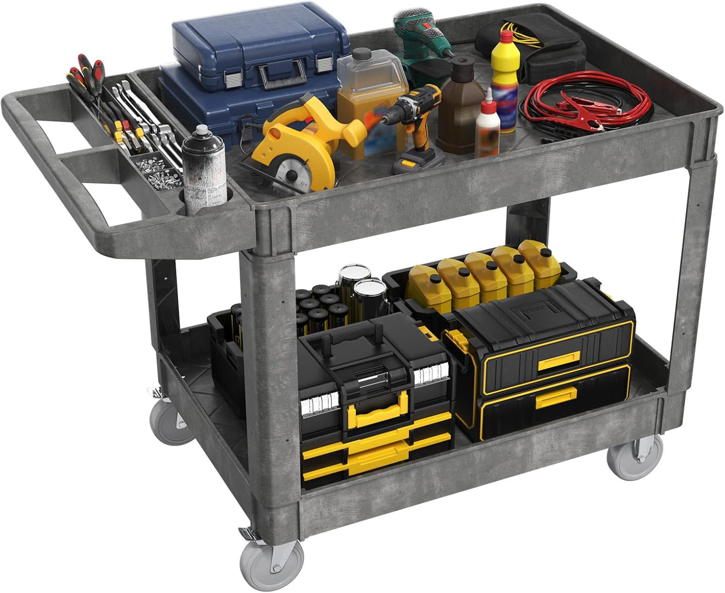 Heavy-Duty Utility Cart Tool Cart, Extra Large Rolling Carts with Storage Handle, Work Cart Service Carts for Garage Warehouse, Workshop, Office, School