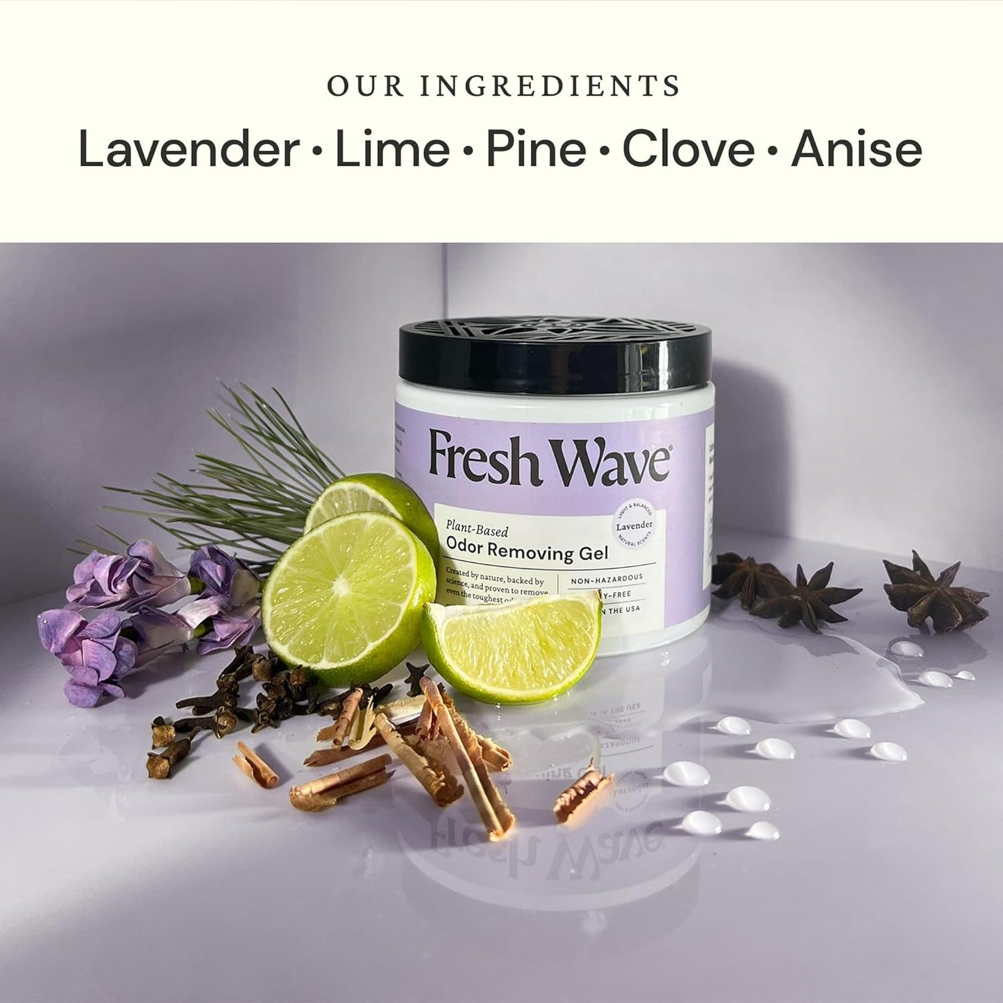 Fresh Wave Lavender Odor Removing Gel, 15 oz., Pack of 2 - Safer Odor Absorbers for Home, Natural Plant-Based Odor Eliminator, Every 15 oz. lasts 30-60 Days, For Cooking, Trash & Pets