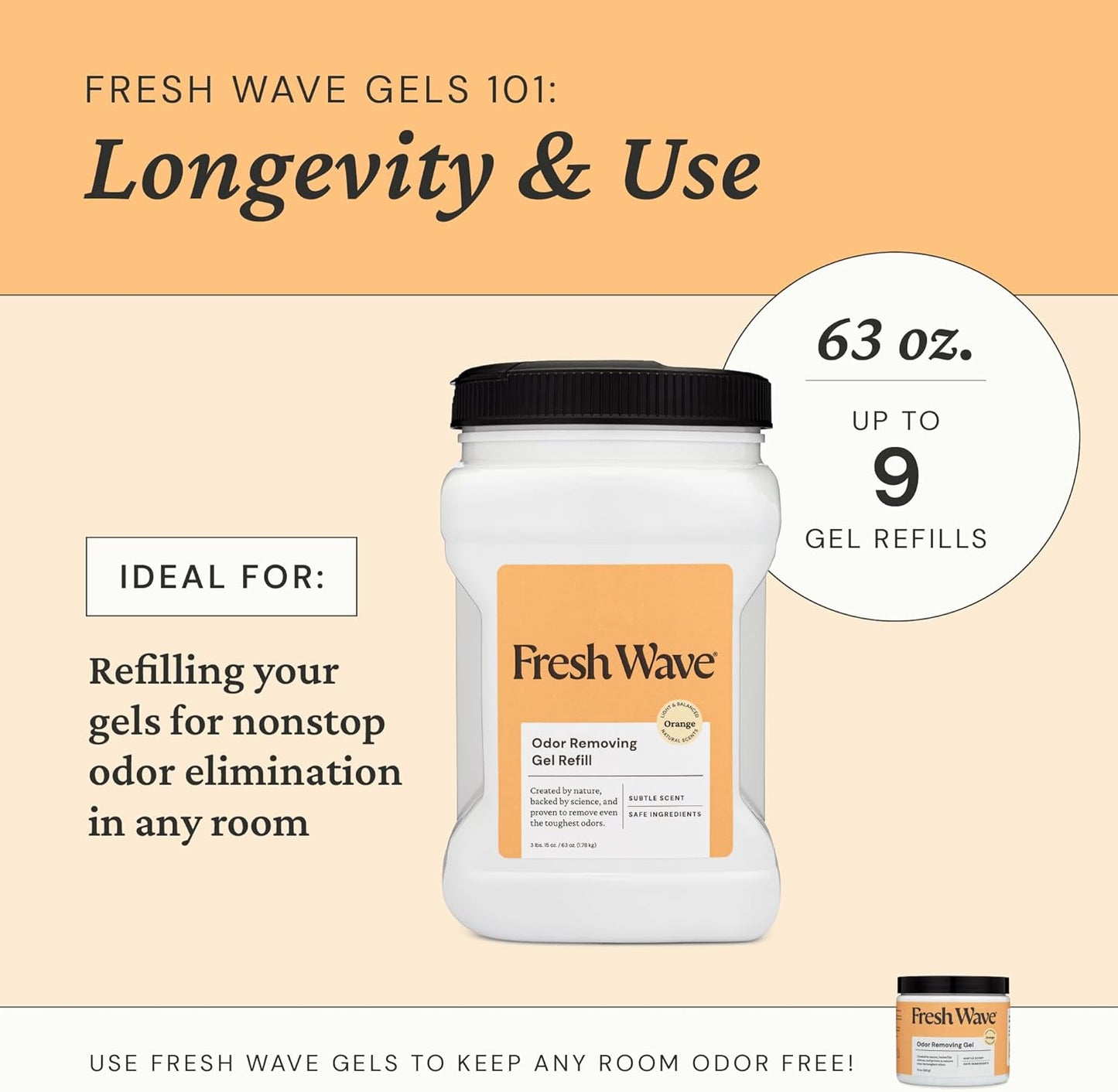 Fresh Wave Orange Odor Removing Gel Refill, 63 oz