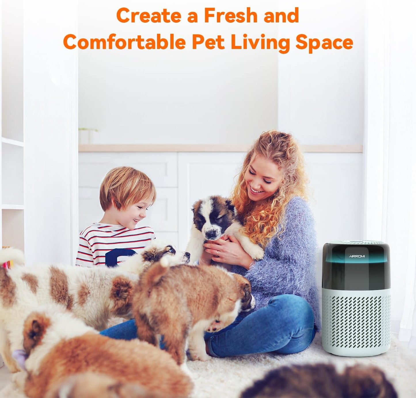AIRROMI Air Purifier for Bedroom Home,HEPA Filter,Covers Upto 549 Ft²,Quiet 360°intake Air Cleaner with Fragrance ponge for Better Sleep,Night Light,Filters Smoke,Pet Dander,Allergies,Dust,A2005 Blue