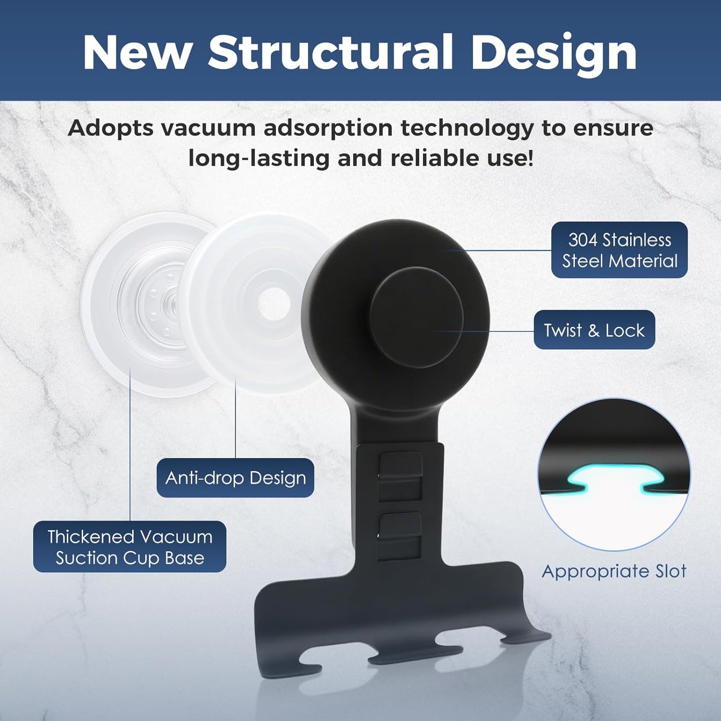 Suction Cup Razor Holder for Shower Wall 2 Pack,Heavy-Duty 15lbs Suction Hooks for Razor,Towel,Phone,Loofah, Removable Damage-Free Metal Shower Hook,Shaver Holder(Black)