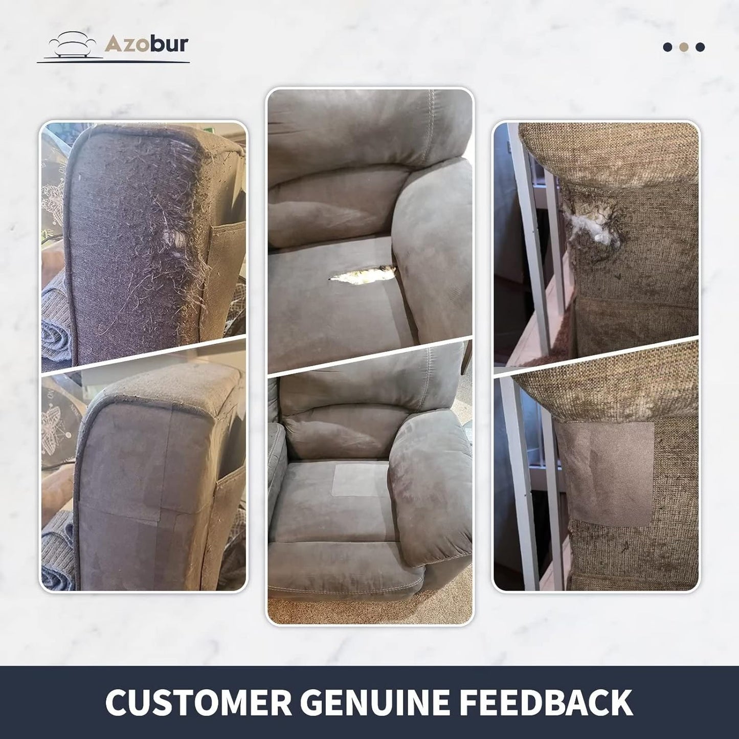 Azobur Velvet Repair Patch,Self-Adhesive Rectangular Flannel Fabric Patch,Multicolor Available Anti Scratch Velvet 8X11 Inch Peel and Stick for Sofas, Automotive Interior, Handbags,and Pillow (Gray)