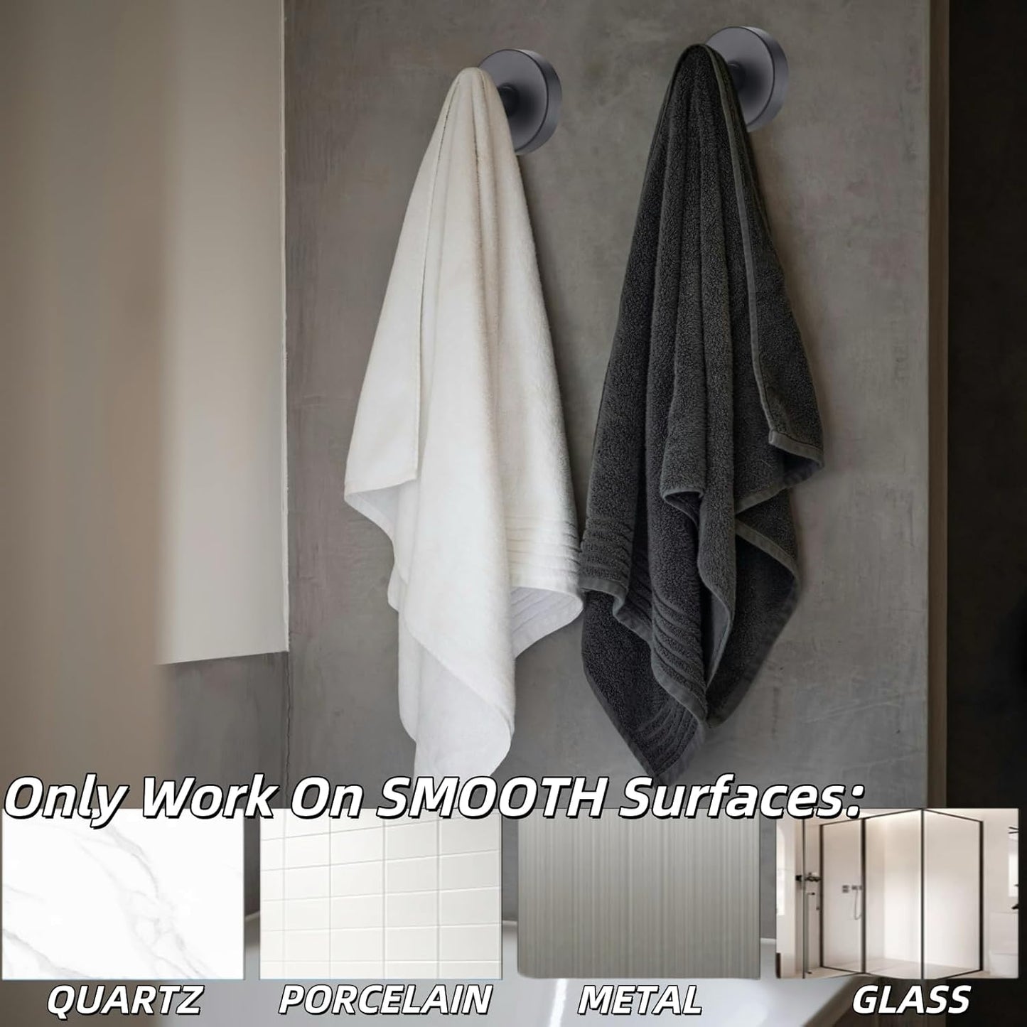 2025 Upgraded Stainless Steel Heavy Duty Suction Cup Hooks For Shower Bathroom Accessories Removable Hook For Glass Window Door Wall Hooks For Hanging Towels Robes Wreaths (Pack Of 2, Black)