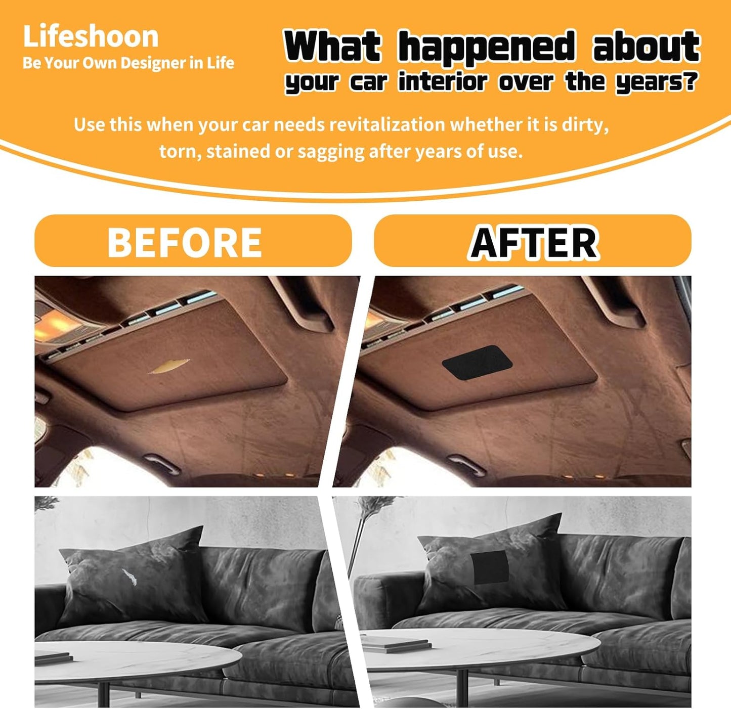 Fabric Repair Patches, 17X158 Inch Self-Adhesive Suede Patches Tape Durable, DIY Large Fabric Repair for Sofa, Couches, Furniture, Chair, Clothing （17X158 Inch, Grey）