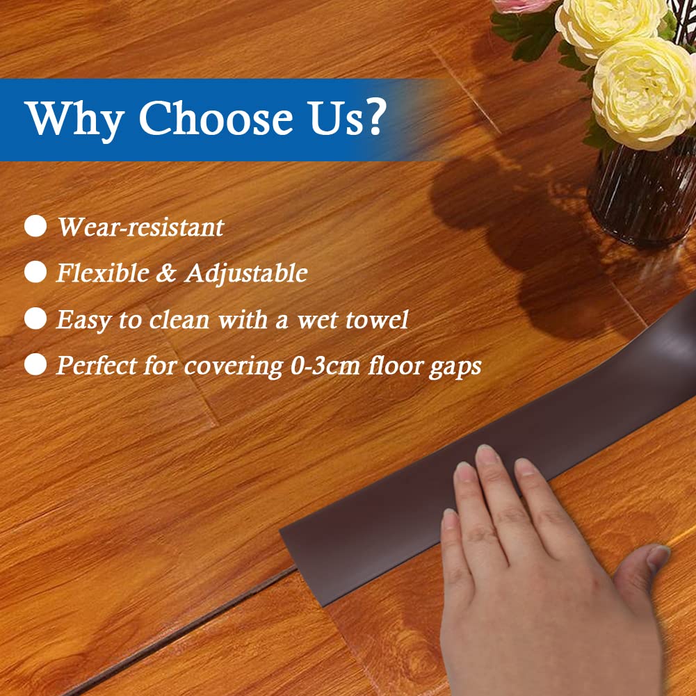 Floor Transition Strip Self Adhesive Floor Cover Strips Laminate 2" Wide Vinyl Flat Divider Transitions (5cm, 3.3Ft, Brown)