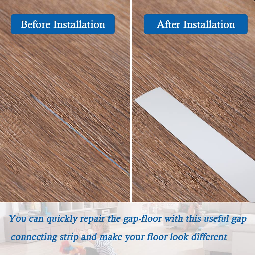 Floor Transition Strip Self Adhesive Floor Cover Strips Laminate 3" Wide Vinyl Flat Divider Transitions (7.5cm, 10Ft, White)