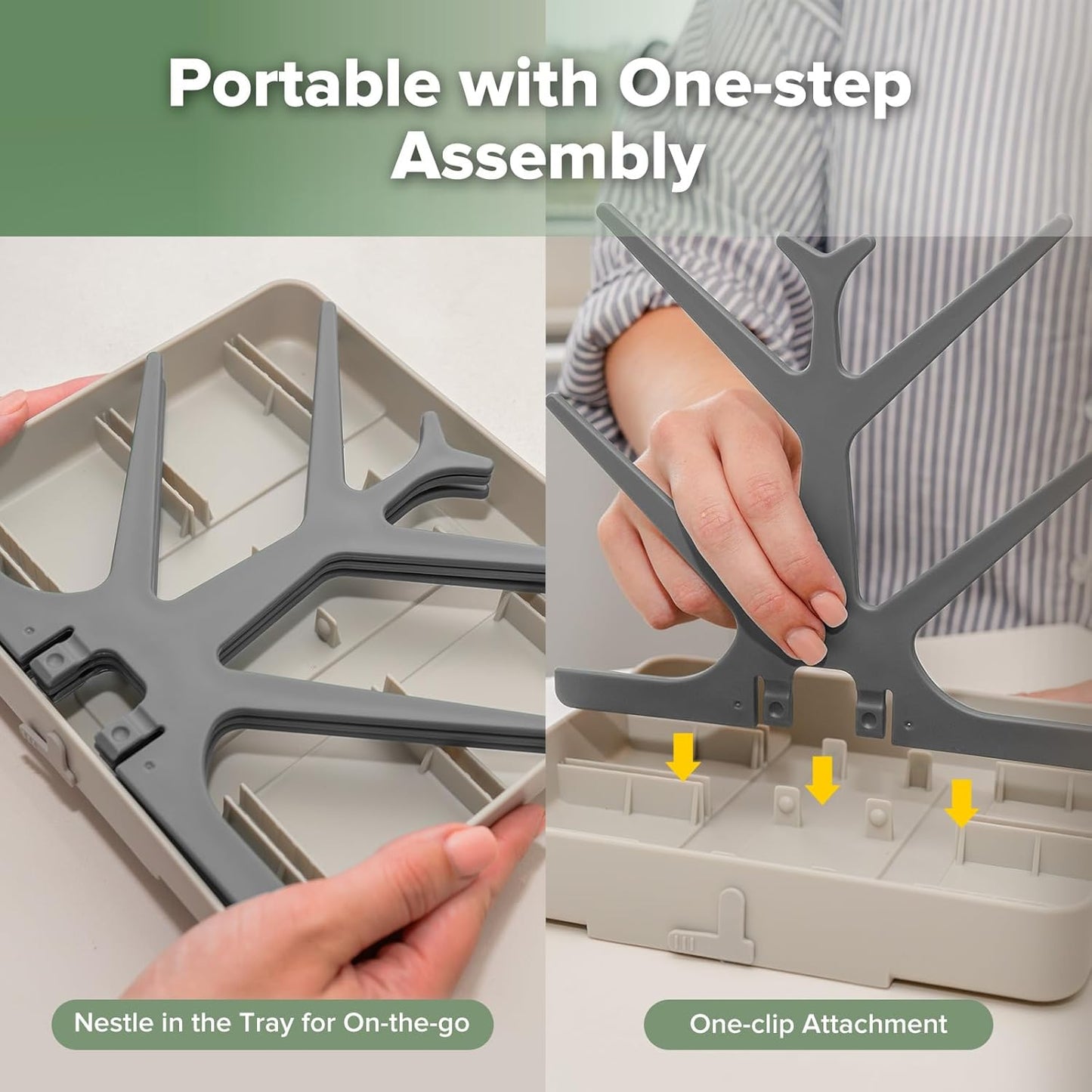 haakaa Baby Bottle Drying Rack, Space Saving Bottle Drying Tree for Bottles/Pump Parts/Pacifiers and Other Baby Essentials, Easy-Store Dryer Rack Great for Home & Travel, BPA Free (Slate Grey)