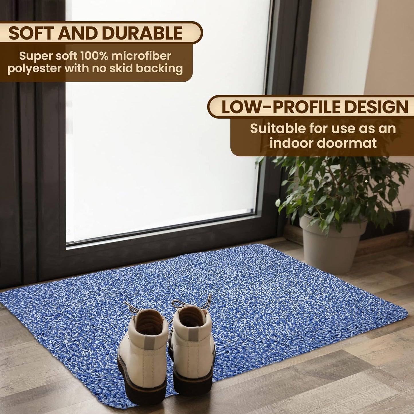 Premium Microfiber Indoor Door Mat – 20"x30" Washable Entry Mat, Non-Slip, Waterproof Backing, Super Absorbent, Low Profile Entryway Doormat for Indoor Entrance
