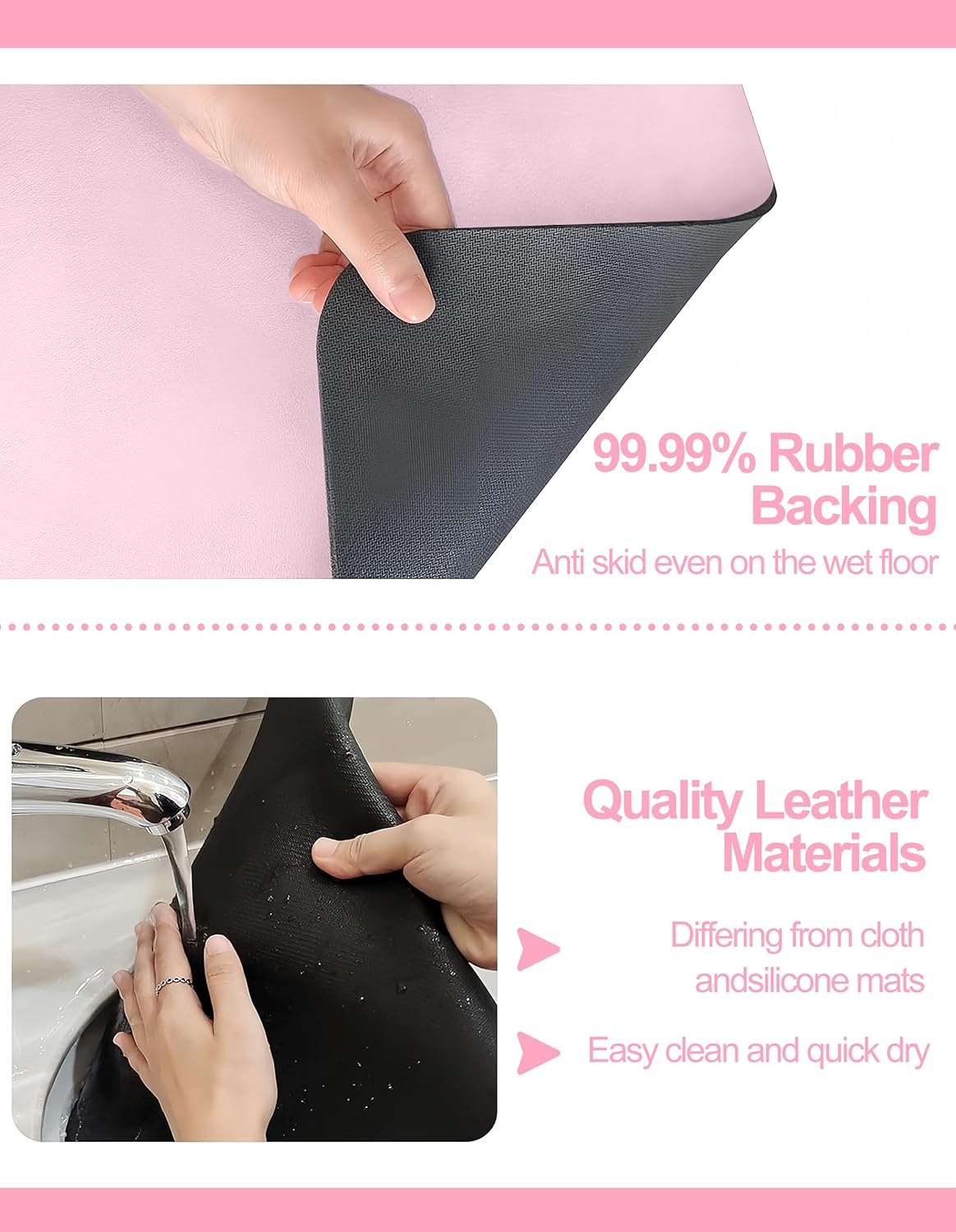 Dish Drying Mat for Kitchen Counter, 12"x19" Dish Drying Pad with Non-slip Rubber Backed, Hide Stain Anti Absorbent for Kitchen Counter, Drying Mat for Coffee Machine Dish Rack (Pink)