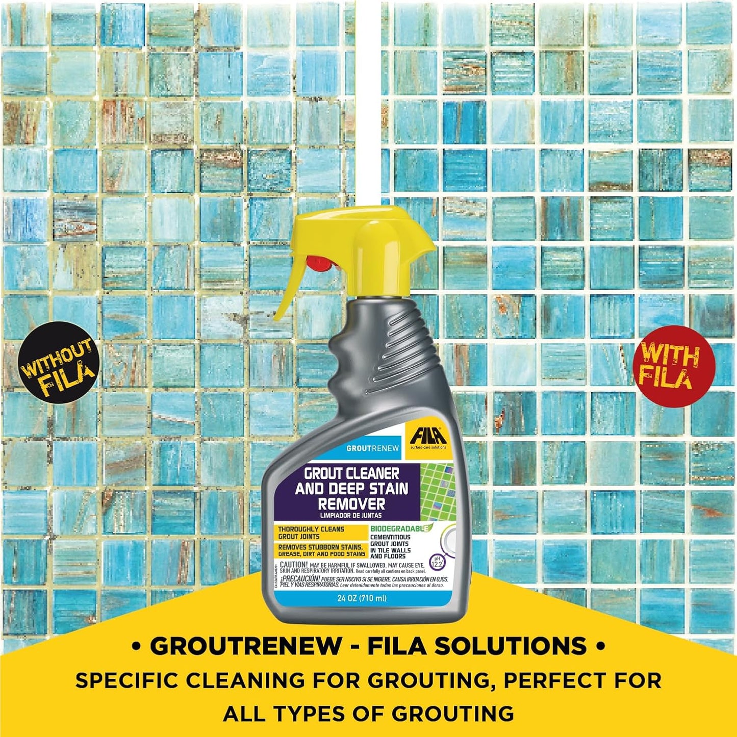 FILA Filagrout Net 24 OZ, Grout Cleaner for Tile Floors, Ceramic Tile and Porcelain Tile, Non-acid and Biodegradable