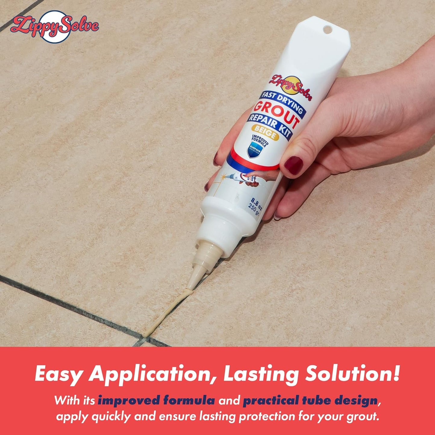 Tile Grout, Repair Kit, 2 Pack Grout Filler, Restore & Renew Tile Joints Line, Fast Drying Tile Grout Paint Squeeze Tube for Bathroom Shower Kitchen Floor, Waterproof (17.6 oz, Beige)