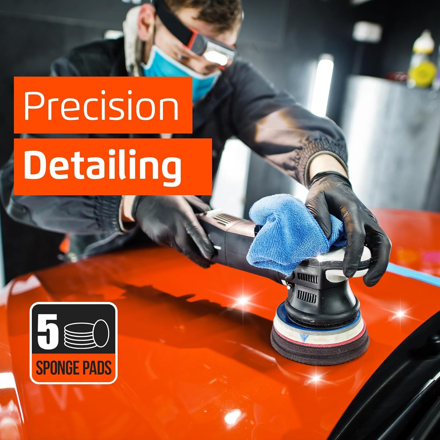 Venzo 3 Inch Buffing Polishing Pads, 5 Pcs 3.5" inch Front Side for 78mm Backing Plate, Buffing Polishing Kit, Cutting, Waxing Pads for Car Buffer & Polisher