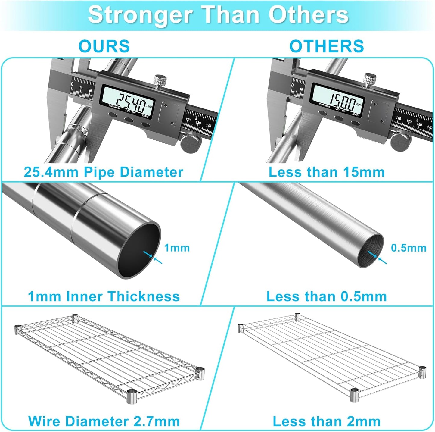Auslar 4-Shelf Storage Wire Shelves Heavy Duty 4 Tiers Standing Shelving Units Adjustable Metal Organizer Wire Rack, Chrome