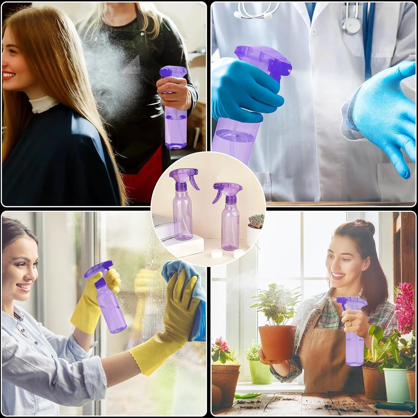 Cosywell Empty Spray Bottles 8.8oz/260ml 2 Pack Plastic Spray Bottle for Cleaning Mist/Stream Refillable Container Water Spraying Bottle for Cooking Hair Care Essential Oils(Purple)