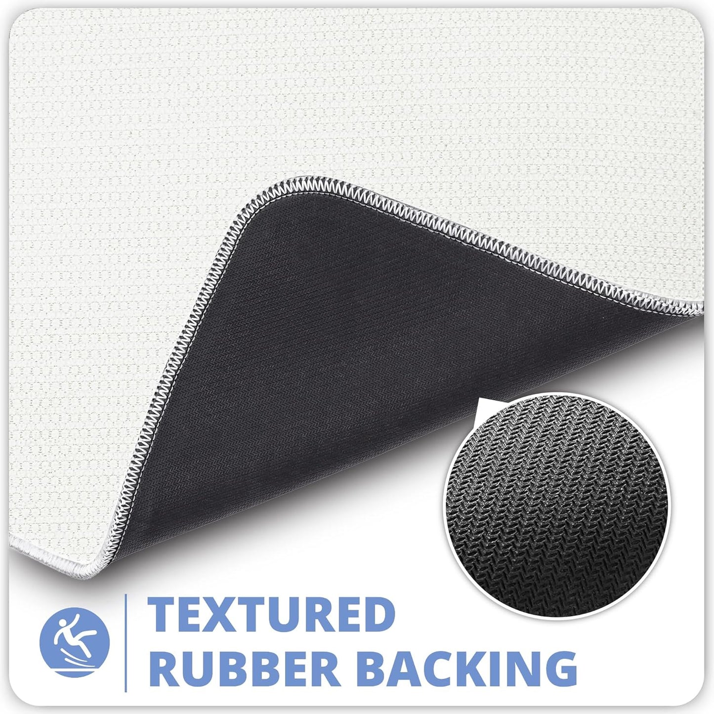 Bath Mat,Ultra Thin Bathroom Rugs,Rubber Bath Mats for Bathroom,No Slip Bath Rugs,Quick Dry,Machine Washable,Low Pile,Absorbent,Shower Outside,Sink,Home Decor Accessories.White,1'8"x2'8"(20x32inch)