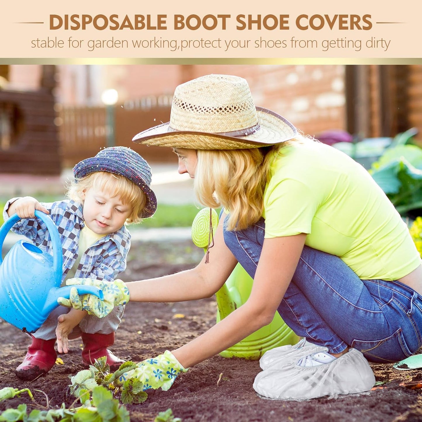 Zhanmai 300 Pack Disposable Shoe Covers Non Slip Disposable Large Foot Booties Shoe Covers for Indoors Contractors Floor and Carpet Protectors, One Size Fits Most(White)