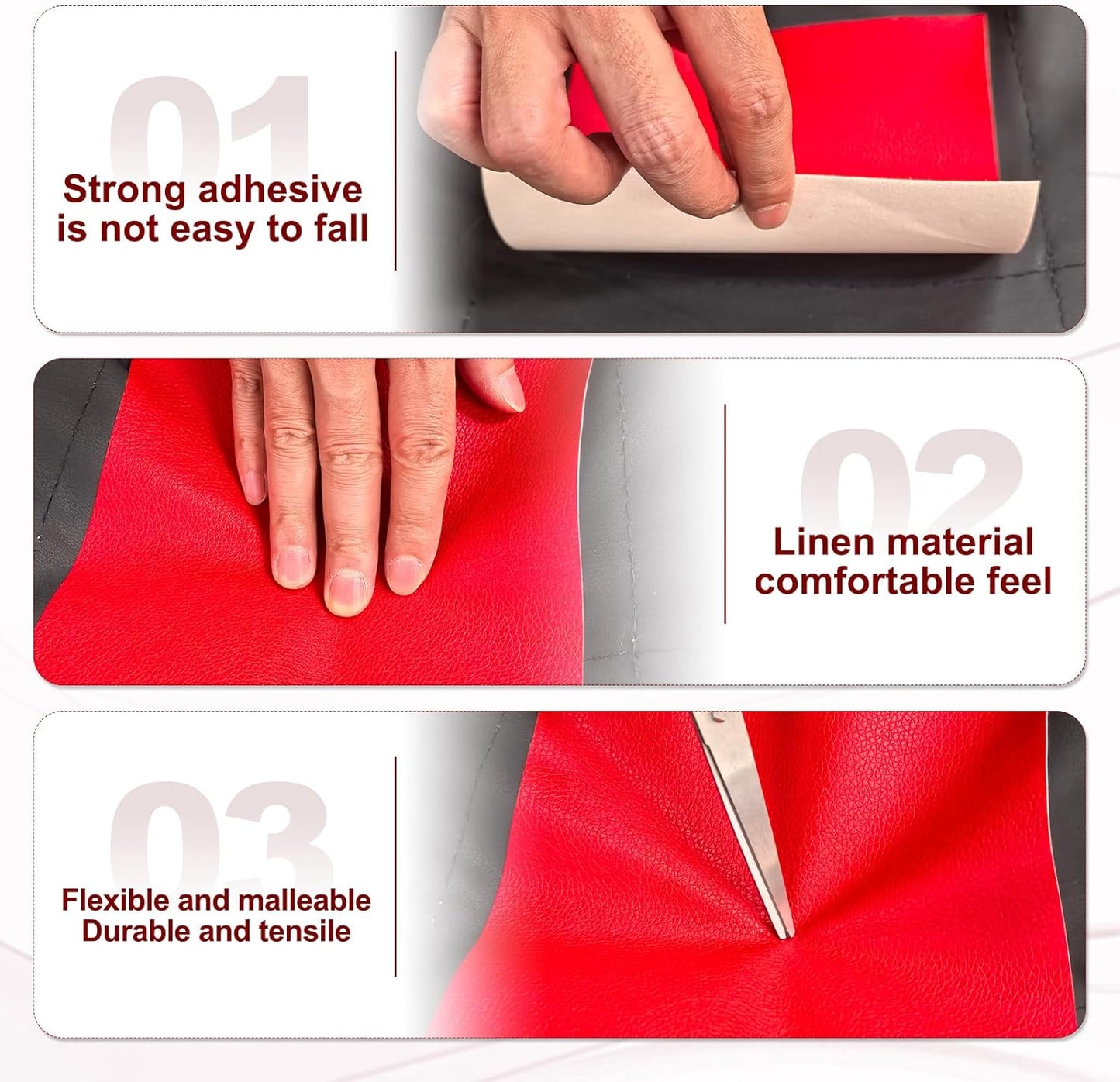 PATIKIL Leather Patches Tape for Furniture, 6.3 x 61 Inch Self Adhesive Vinyl Leather Repair Kit Cover Sheet for Couch, Sofa, Car Seats, Office Chair, Deep Brown