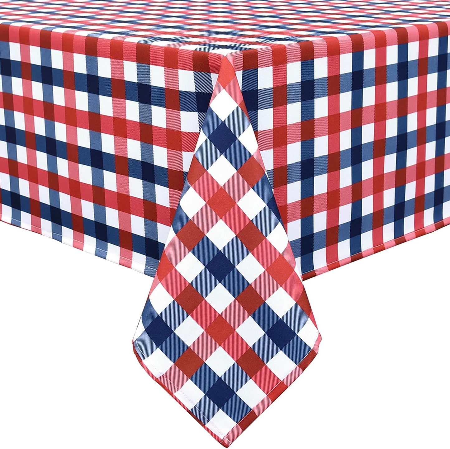 4th of July Checkered Tablecloth Fabric - Rectangle 58x84 Inch Classic Gingham Patriotic Party Table Cloth for Indoor/Outdoor Use - Independence Day Memorial Day Washable Table Cover