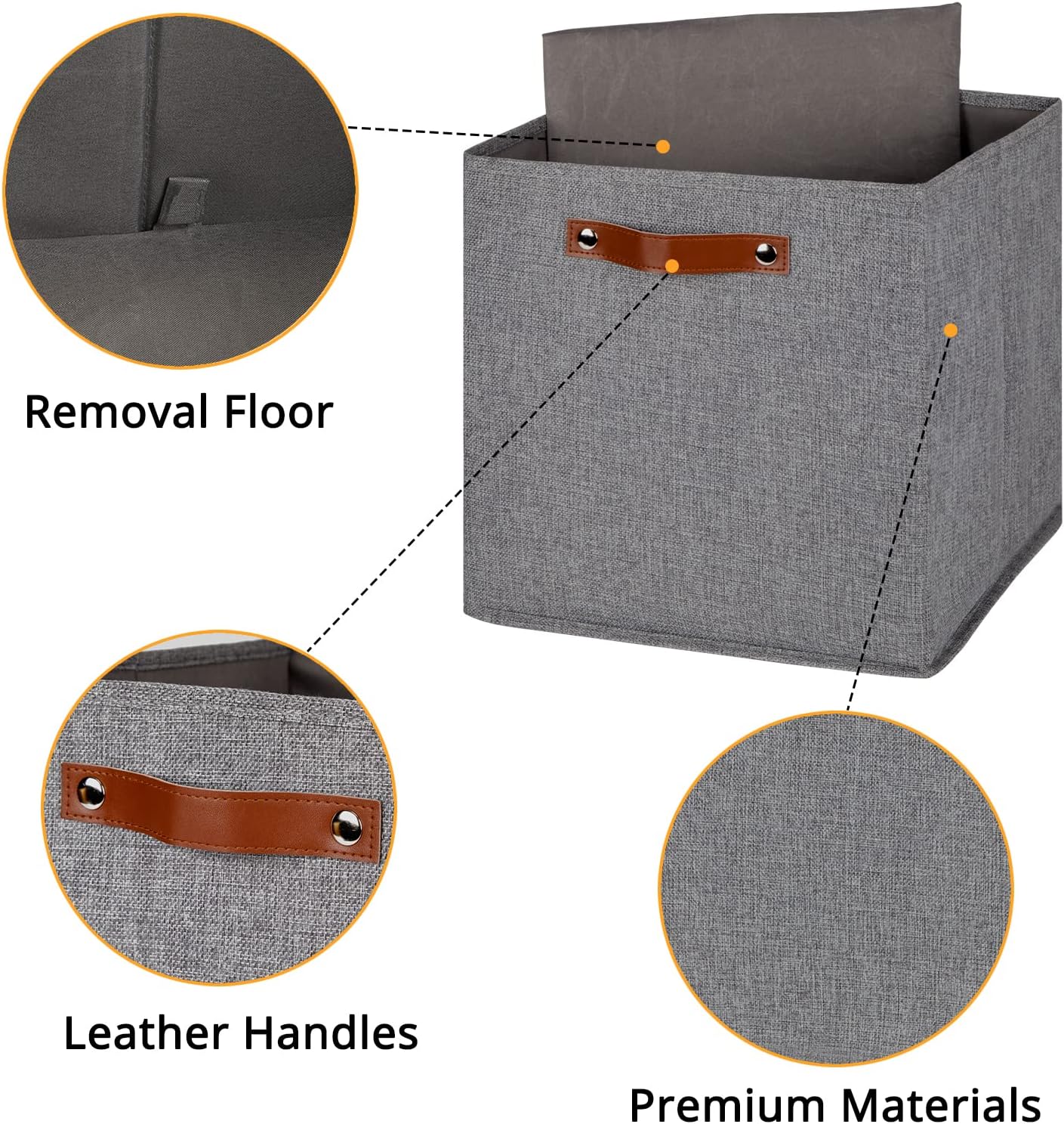 DULLEMELO Fabric Storage Cubes,13 inch Cube Stroage Bins for Empty Gift Basket,Toys Nursery Clothes Storage Linen Closet Organizers and Storage Baskets Shelves Bins(Grey-4 Pack)