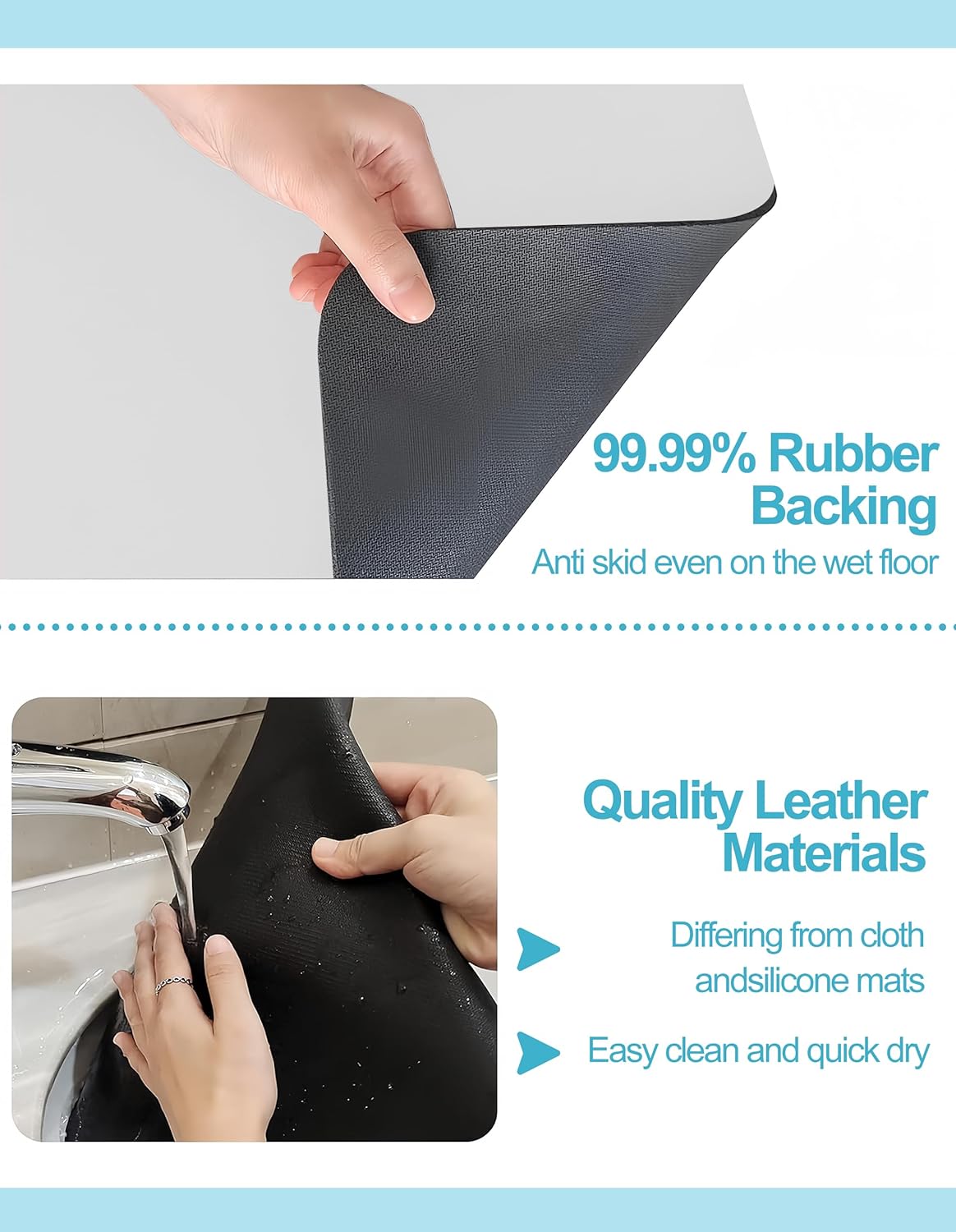 Dish Drying Mat for Kitchen Counter, 16"x24" Dish Drying Pad with Non-slip Rubber Backed, Hide Stain Anti Absorbent for Kitchen Counter, Drying Mat for Coffee Machine Dish Rack (Light Grey)