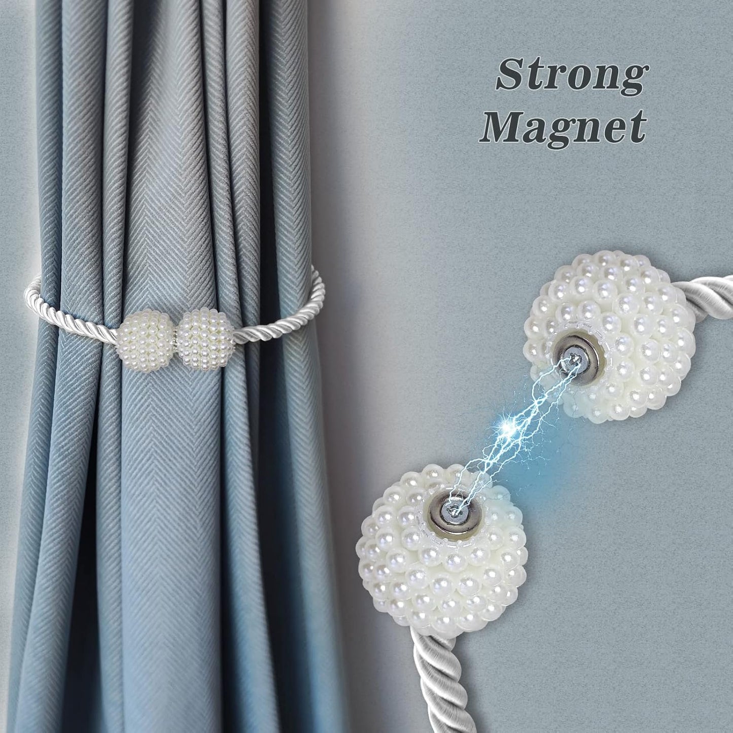 Hion Magnetic Curtain Tiebacks Golden 6 Pack, Curtain Tiebacks Buckles Holdbacks Holders Hooks Clip for Home Bedroom Office Decorative Thick or Thin Curtain