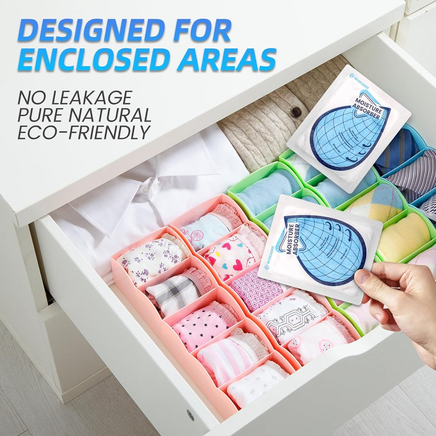 50 Gram 6 Packs Moisture Absorbers for Closet, Dehumidifier for Bedroom Dehumidifier Bags for Bathrooms, Basements, Rvs, Humidity Bags Humidity Packets Moisture Bags for Cars