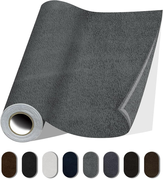 Fabric Repair Patches, 17X158 Inch Self-Adhesive Suede Patches Tape Durable, DIY Large Fabric Repair for Sofa, Couches, Furniture, Chair, Clothing （17X158 Inch, Grey）