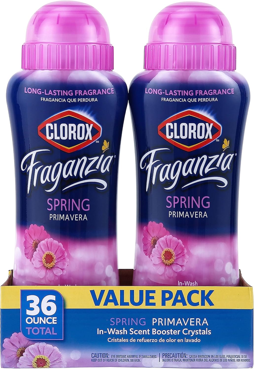 Clorox Fraganzia Laundry Scent Booster Crystals in Spring Scent - Scented In-Wash Freshener Beads for Fresh, Clean, Great Smelling Clothes and Linens, 18 Oz - 2 Pack