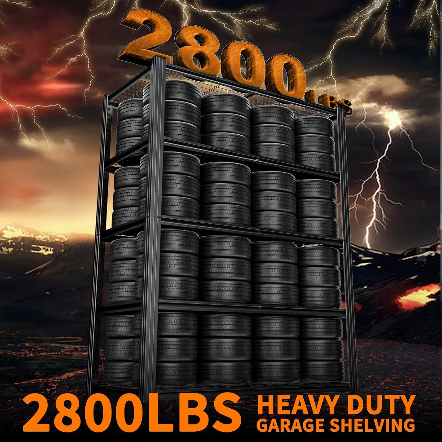 48" W Garage Shelving Heavy Duty,2800LBS Storage Shelves,5-Tier Adjustable Metal Shelving Utility Shelf Rack Garage Storage Organize for Storage Industrial, Warehouse, Basement