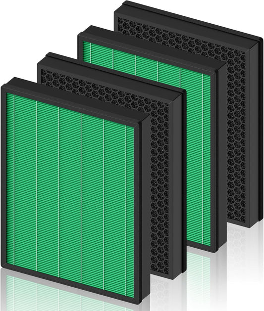 400/400S Replacement Filter for Coway AIRMEGA Max2 400 400S 400(G) 400S(G) Air Purifier, Max2 Green True HEPA and Active Carbon Filter Set, AP-2015-FP, 4 Pack