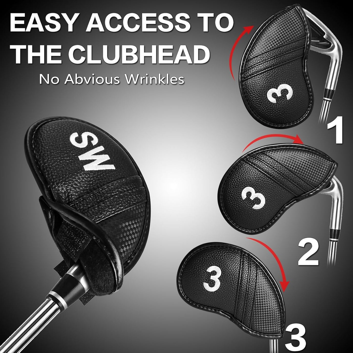 Amy Sport Golf Iron Head Covers Value 12 Pcs Set Thick Synthetic Leather, Protection Weatherproof Club Headcover Fit Universal Main Iron Wedge Golf Clubs for Men Women