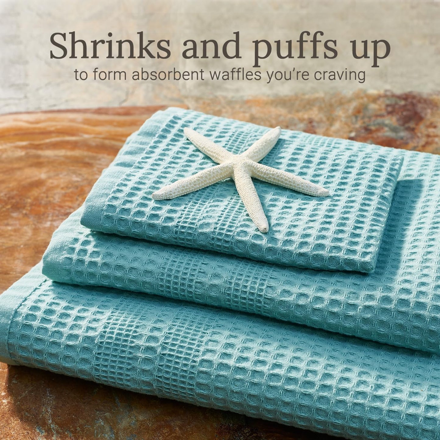 GILDEN TREE Waffle Towels Wash Cloths for Showering, Exfoliating Washcloth Face Towels, Quick Dry Towel Cotton Washcloths Set of 4, Classic Style (Seafoam)