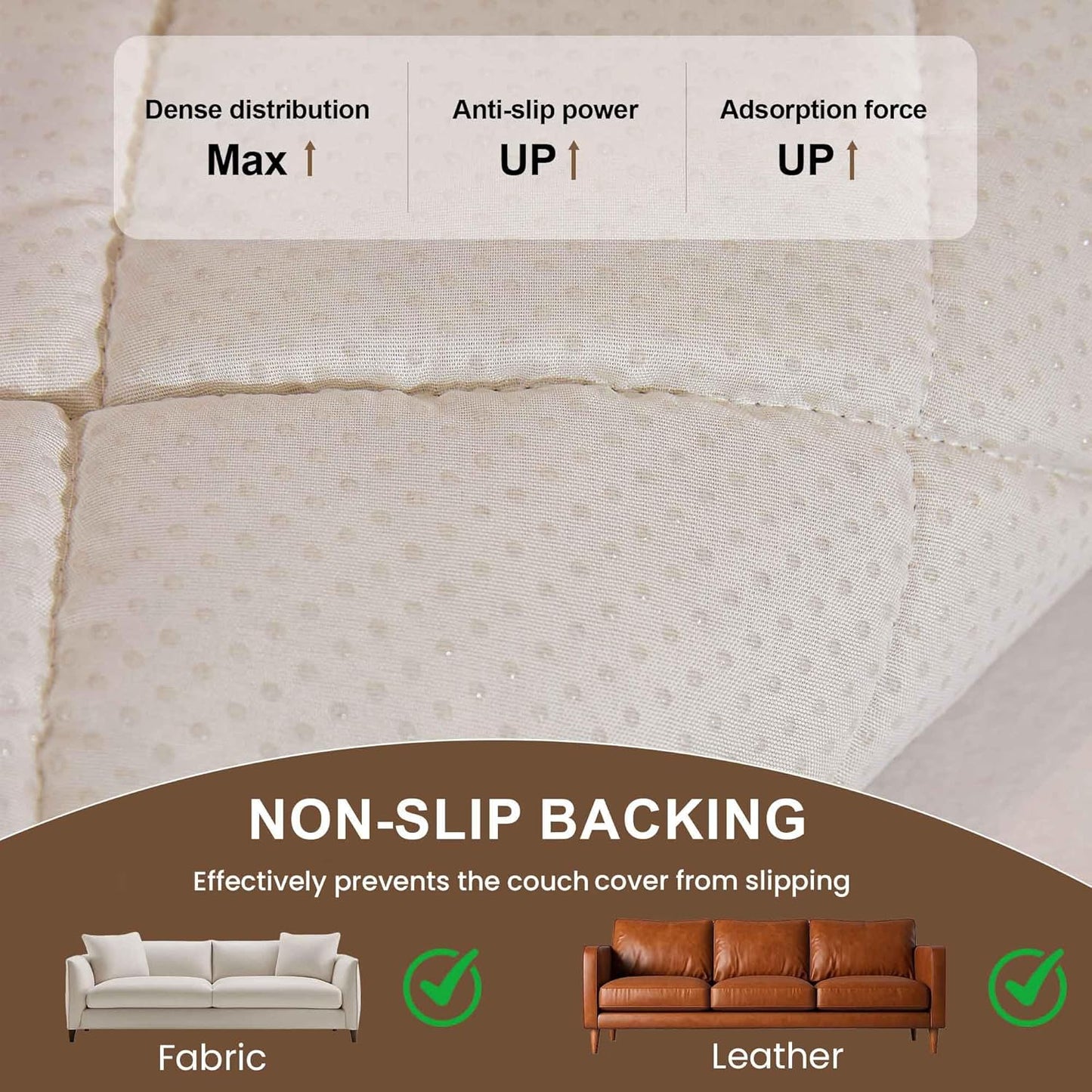 OTOB Couch Covers for 3 Cushion Sofa Pet Friendly, All Seasons Non Slip Plush Fuzzy Sofa Covers Washable, Soft Cozy Dog Bed Mat Sofa Slipcovers Furniture Protector (Cream, 27.6" x 82.7")