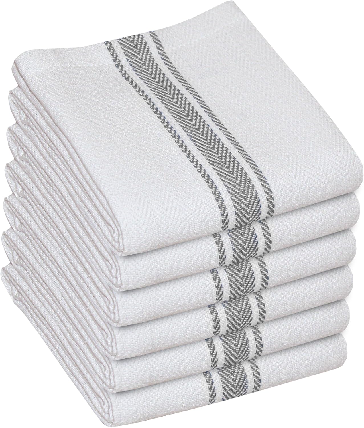 WHITEWRAP Kitchen Dish Towels for Kitchen, Highly Absorbent for Drying and Cleaning, Durable and Soft Tea Towels – 6 Pack, 100% Ring Spun Cotton 15 x 25 Inches – Grey