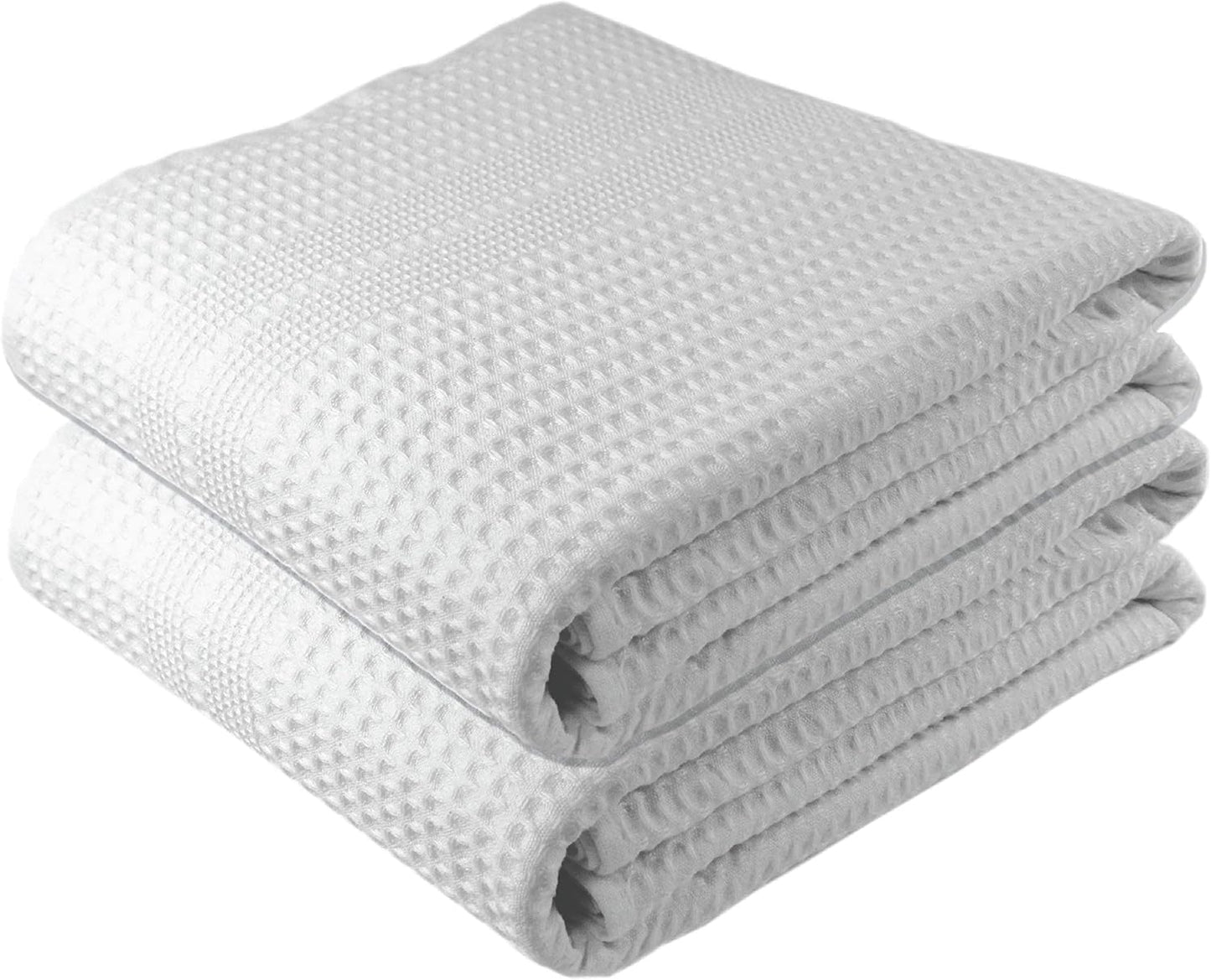 GILDEN TREE Waffle Bath Sheet Large Bath Towels Quick Dry Thin Body Towels, 40x80 Oversized Bath Towels for Adults, 2 Pack Bath Sheet Set, Classic Style (White)