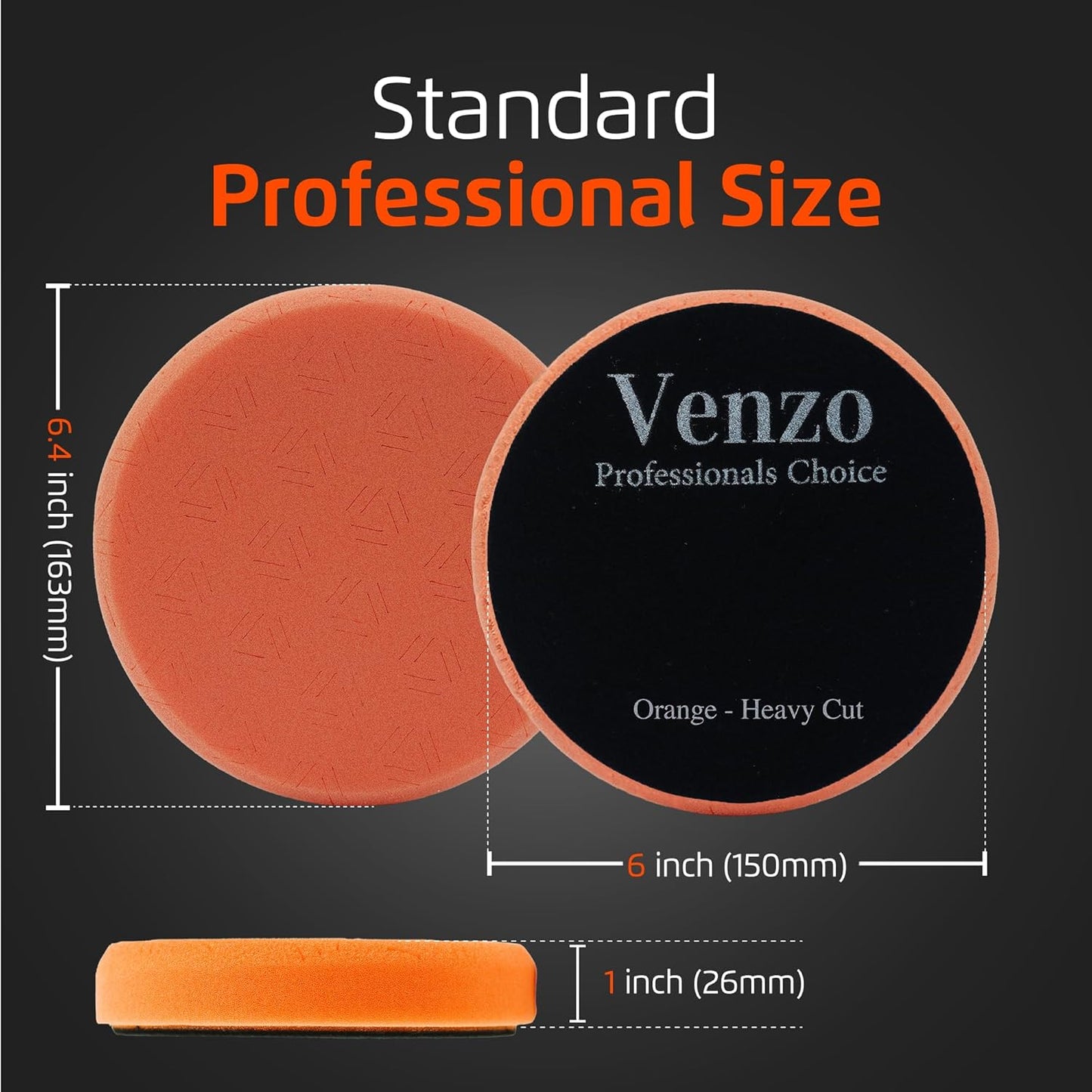 Venzo 6 Inch Buffing Polishing Pads, 5 Pcs 6.5" inch Front Side for 150mm Backing Plate, Buffing Polishing Kit, Cutting, Polishing & Waxing Pads for Car Buffer & Polisher