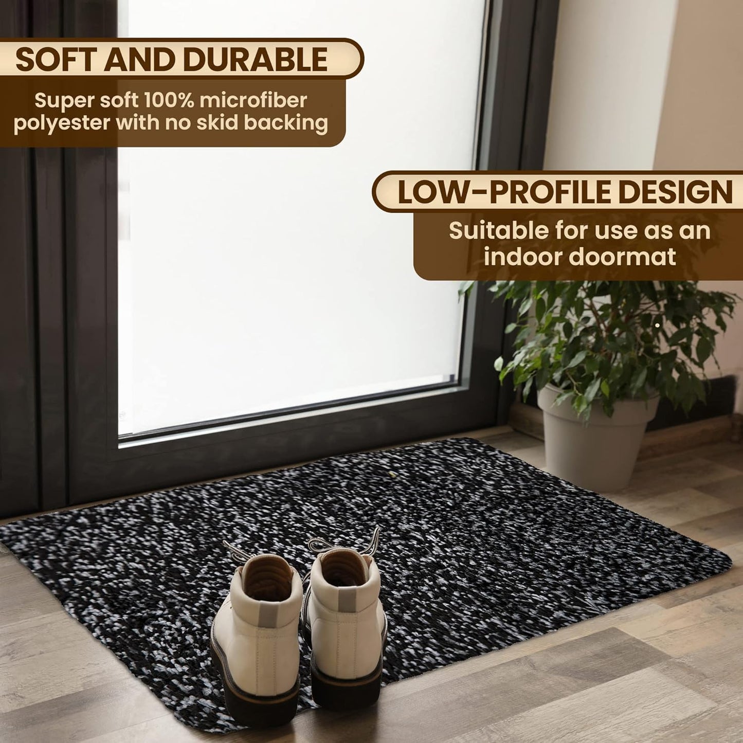 Premium Microfiber Indoor Door Mat – 20"x30" Washable Entry Mat, Non-Slip, Waterproof Backing, Super Absorbent, Low Profile Entryway Doormat for Indoor Entrance