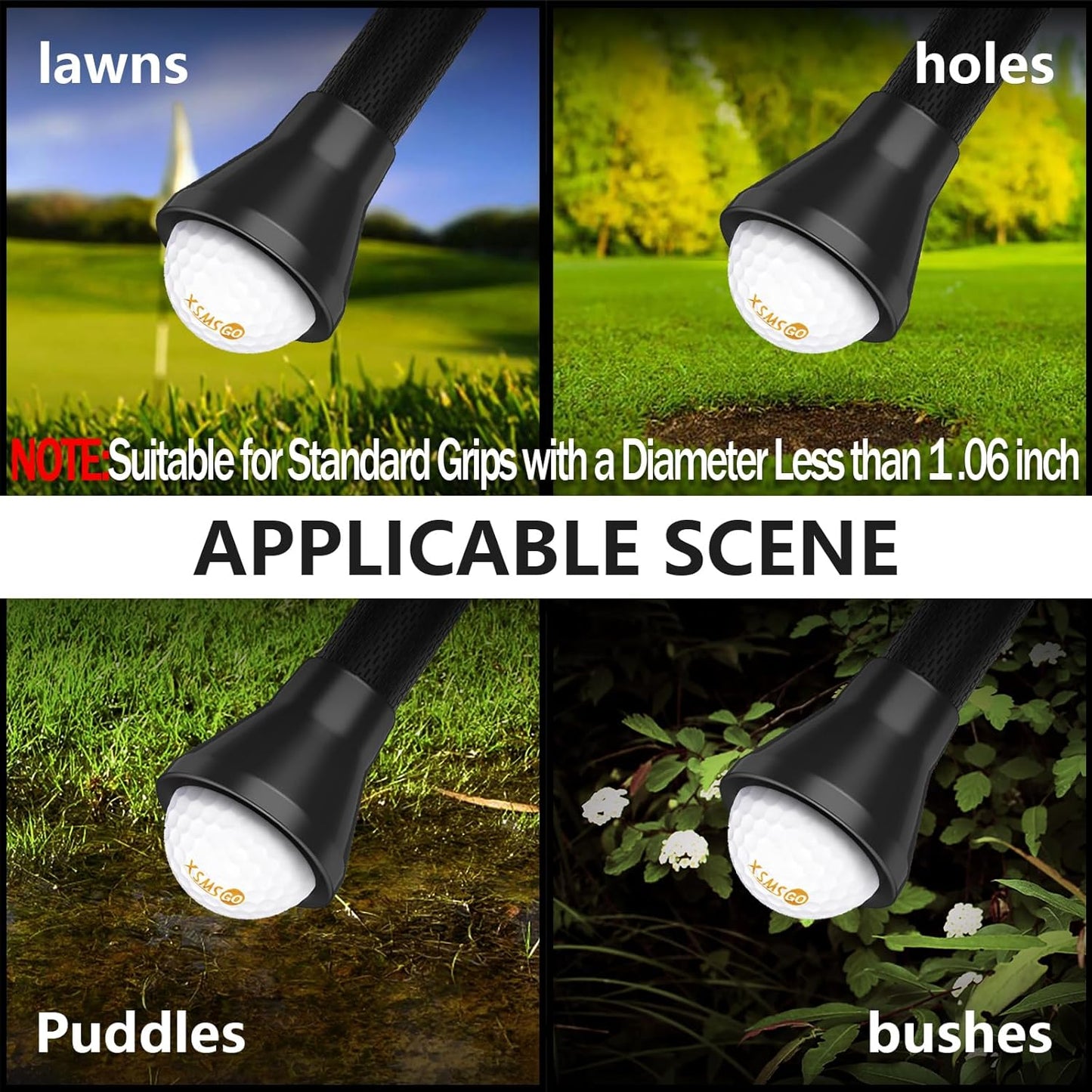 4pcs Golf Ball Retriever,Quick-Install Golf Ball Picker Upper Tool,Durable Golf Ball Grabber for Putter and Swing Handle Golf Accessories (Suction Cup)